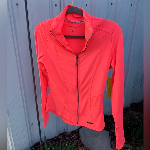 Gianni Bini Sports Zip-Up Jacket NWT - High Visibility Pink Color - Picture 4 of 8